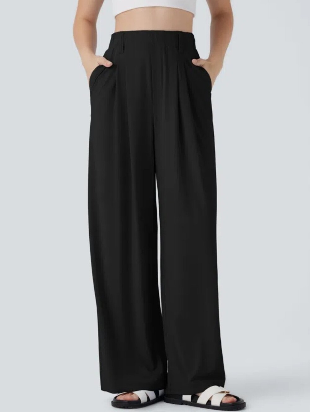 Halara High Waisted Pocket Wide Leg Cool Touch Casual Pants UPF50+